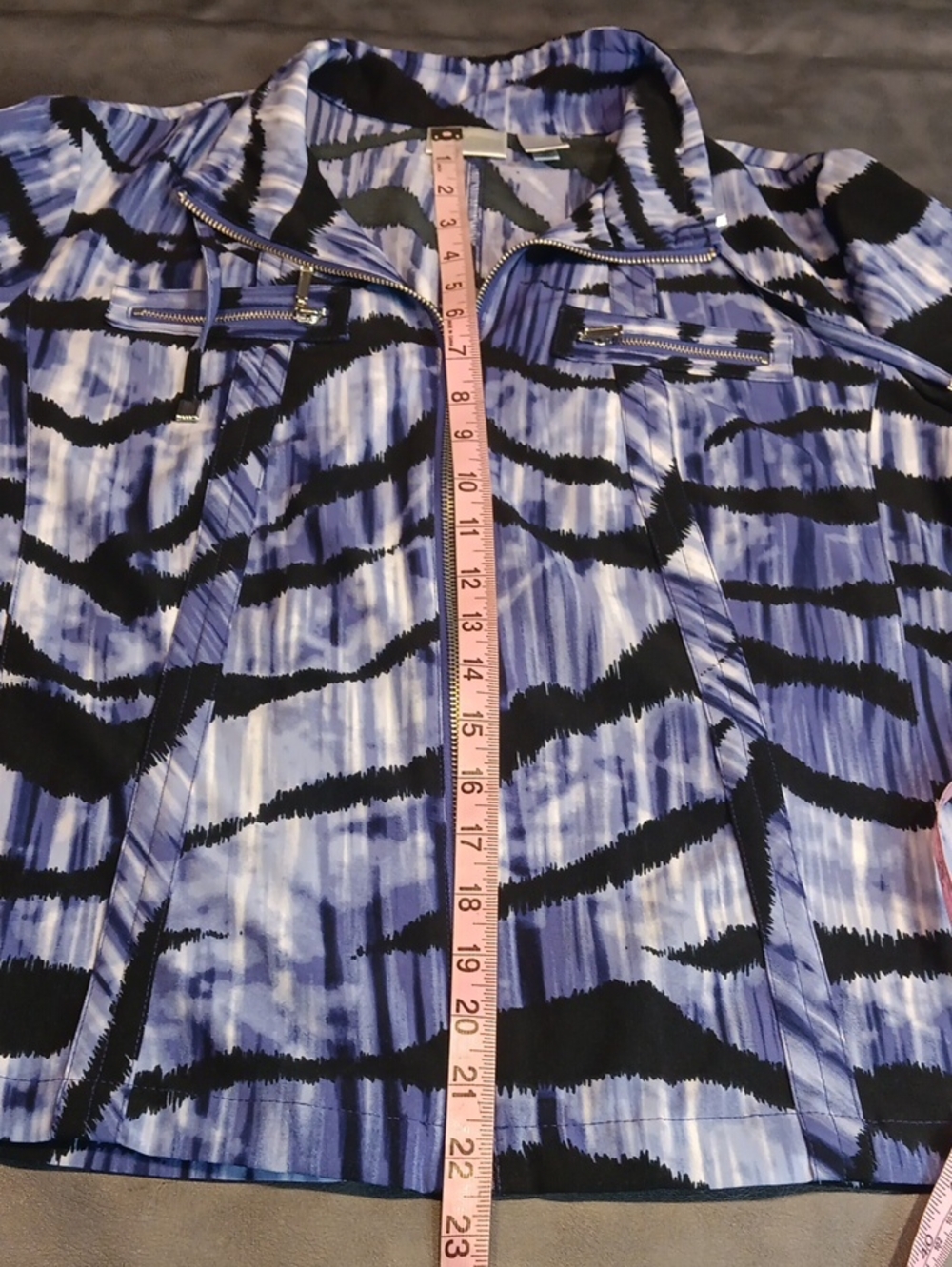 Chico’s Zenergy Purple Abstract Tie Dye Zip Up Jacket EUC - Size 1 / US 8 Med - Picture 13 of 13